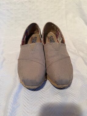 Bobs from Skechers Taupe Canvas Slip-On Espadrilles - Casual Everyday Shoes.